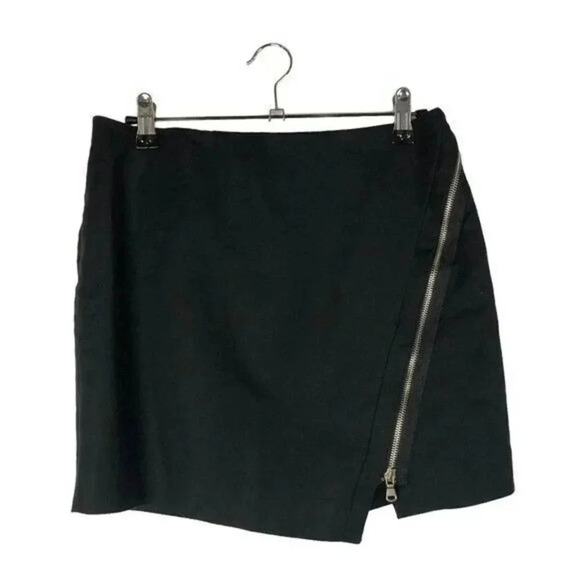 Zara Black Asymmetrical Side Zip Mini Skirt S - Picture 1 of 3
